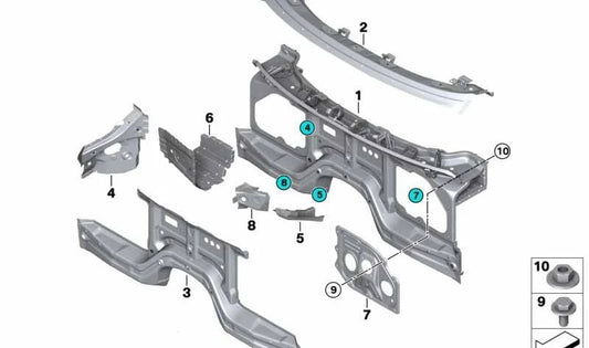 Soporte de Pared Frontal para BMW X5 F15, F85, X6 F16, F86 (OEM 41117382204). Original BMW.