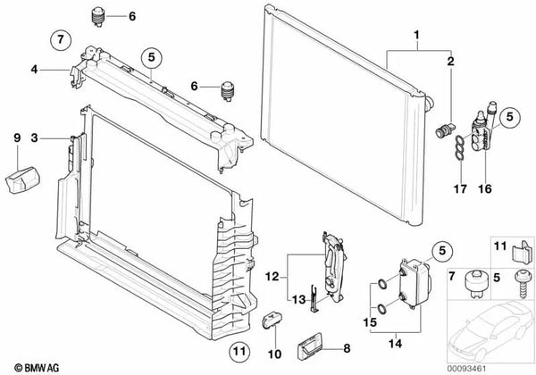 Refrigerador de refrigerante para BMW E65, E66 (OEM 17117553666). Original BMW