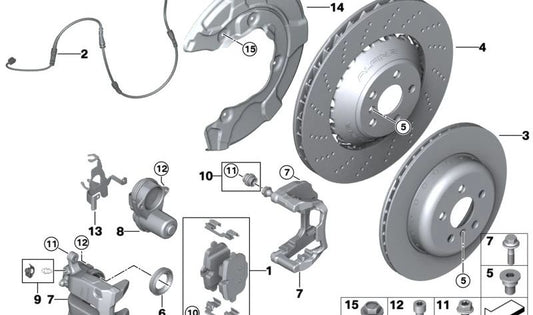 Kit de reparación guía de cable derecho OEM 34216870570 para BMW F90, G30, G31, G38, G32, G11, G12, F91, F92, F93, G14, G15, G16. Original BMW.