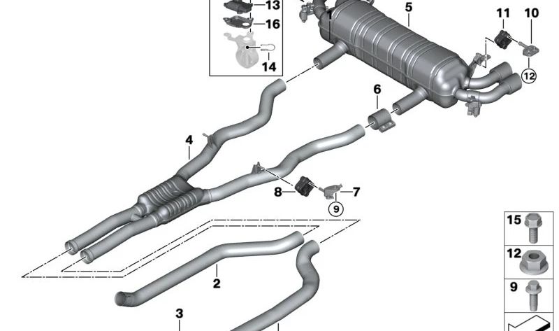 Actuador de la Válvula de Escape para BMW Serie 5 G30, G31, G38, Serie 6 G32, Serie 7 G11, G12, Serie 8 G14, G15, G16, X3 G01, G08, X4 G02 (OEM 18308623424). Original BMW