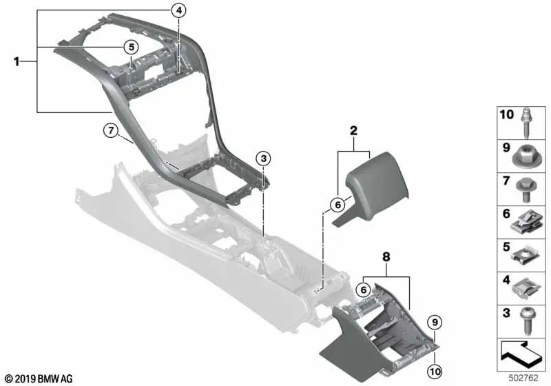 Portadores de Embellecedores de la Consola Central para BMW G14, G15, G16 (OEM 51167950587). Original BMW