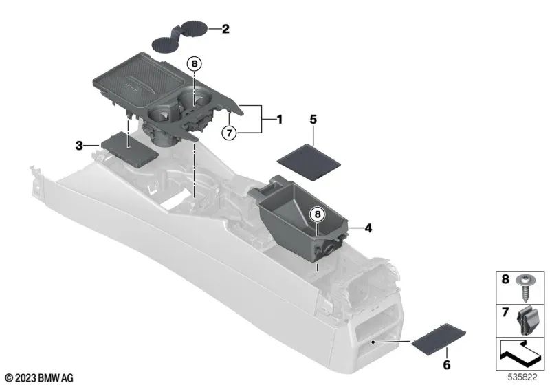 Center armrest mat for BMW G60 (OEM 51165A13181). Original BMW.