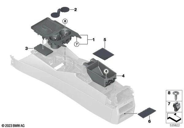 Alfombrilla para reposabrazos central para BMW G60 (OEM 51165A13181). Original BMW.