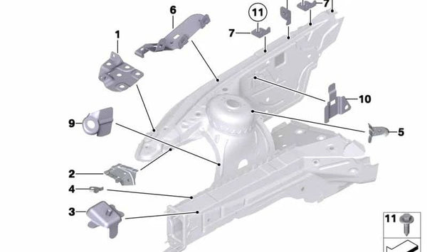 Soporte del tubo de freno derecho para BMW Z4 E89 (OEM 41007224912). Original BMW