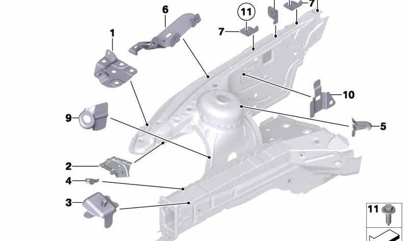 Suporte à estrutura do motor diagonal OEM 41007224906 para BMW E89. BMW original.