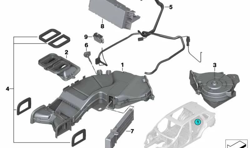 Módulo de control del aire acondicionado para la tercera fila de asientos OEM 64119116489 para BMW E70, E71, F15, F85. Original BMW.