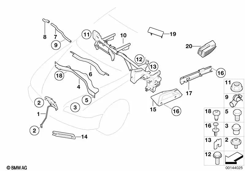 Crashpad izquierdo para BMW Serie 7 E65, E66 (OEM 51718243567). Original BMW