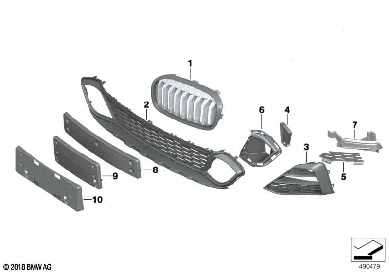 Base para matrícula para BMW F45N, F46N (OEM 51118074555). Original BMW