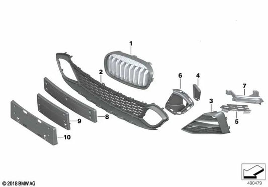 Base para matrícula para BMW F45N, F46N (OEM 51118074555). Original BMW