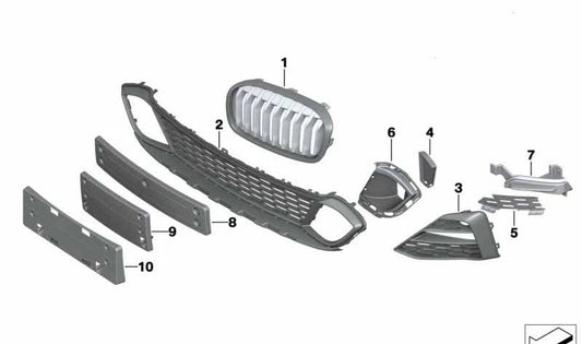 Adaptador de canal de aire de freno delantero derecho para BMW F45N, F46N (OEM 51118075110). Original BMW.