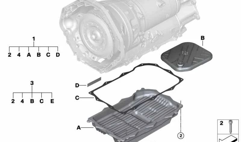 Conjunto Cárter Filtro de Aceite Transmisión Automática para BMW F90, F91, F92, F93, G16, F97, F98, F85, F95, F86, F96 (OEM 24119503407). Original BMW.