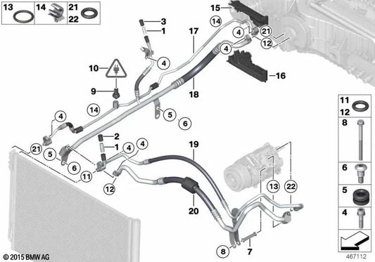 Tubo de succión con boquilla de llenado para BMW Serie 6 F06, F12, F13, Serie 7 F01N, F02N (OEM 64539231048). Original BMW.