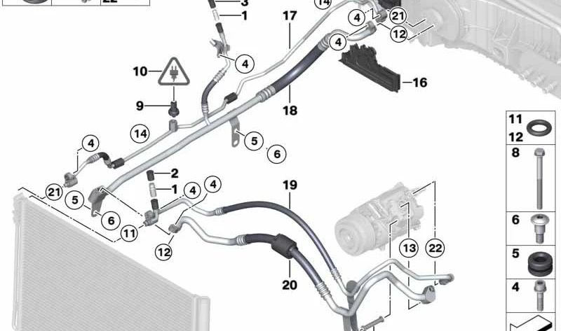 Saugleitung para BMW Serie 5 F10, F01N y Serie 7 F02N (OEM 64539195924). Original BMW