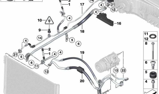 OEM -Klimaanlage -Druckrohr 64539231050 für BMW F06, F12, F13, F01, F02. Original BMW.