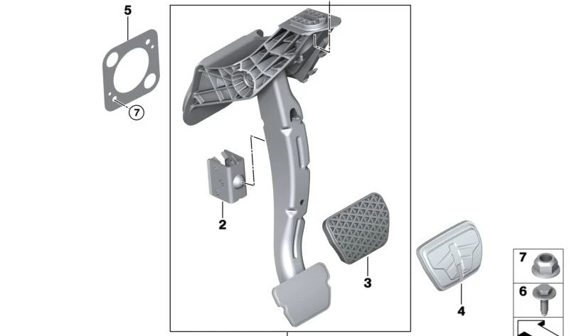 Cubierta de pedal con inserto de acero inoxidable OEM 35216885852 para BMW {Serie 2 Coupé (G42), Serie 3 (G20, G21, G28, G80), Serie 4 (G22, G23, G26, G82, G83), Serie 5 (G30, G31, G32), Serie 7 (G11, G12), Serie 8 (G14, G15, G16), X3 (G01, G08, F97