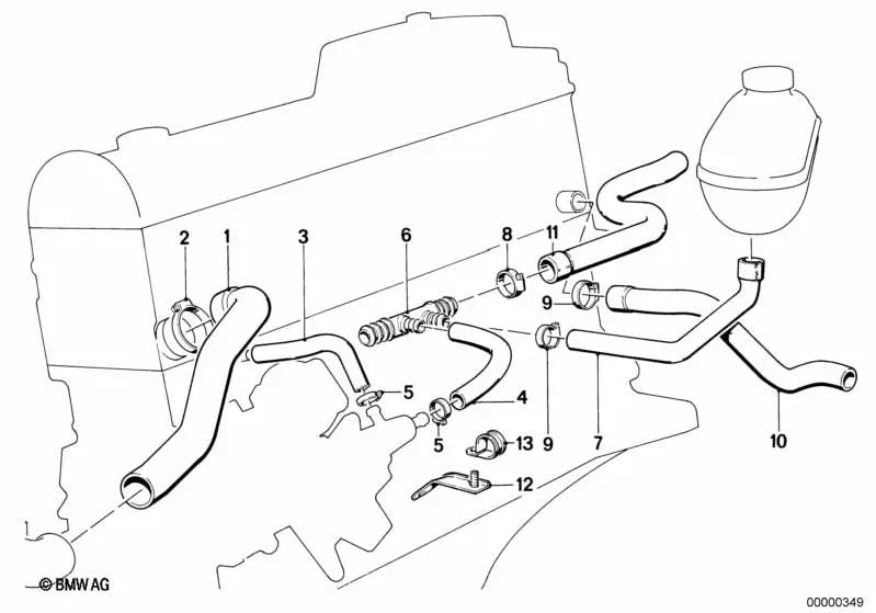 Manguera de agua para BMW E28 (OEM 11531285856). Original BMW