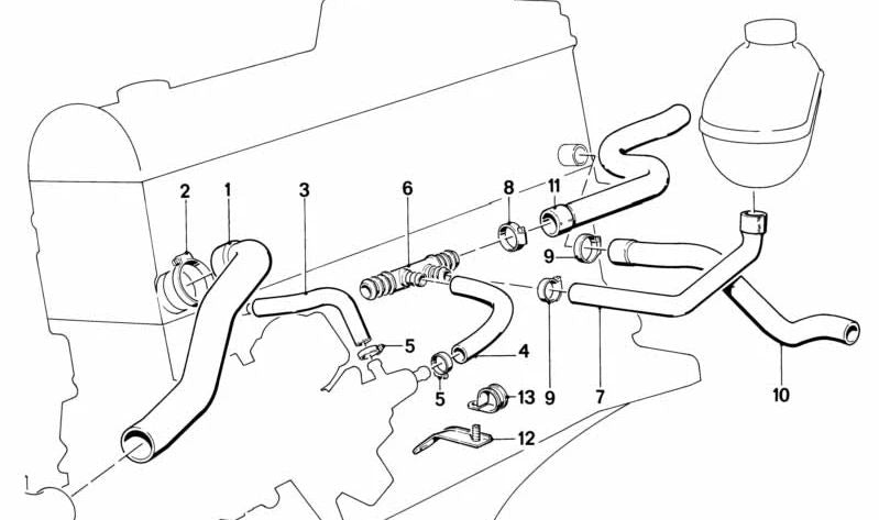 Manguera de agua OEM 11531284096 para BMW E28. Original BMW.