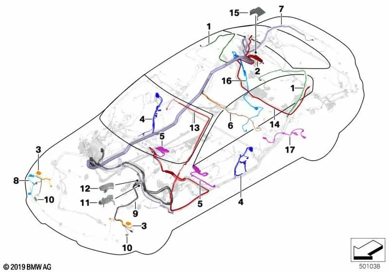 Parte inferior del canal de cables para BMW Serie 2 F22, F23, F87 (OEM 61139236432). Original BMW