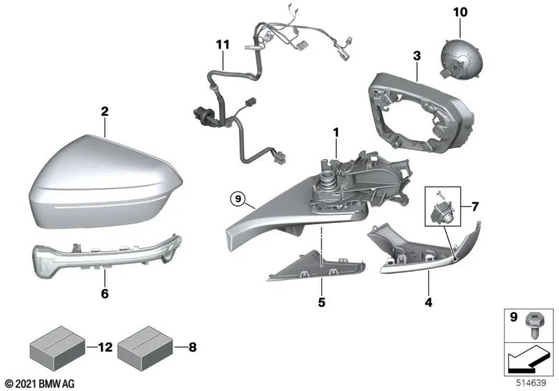 Parte inferior de la carcasa izquierda para BMW I20 (OEM 51169448663). Original BMW