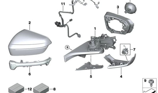 Parte inferior de la carcasa derecha para BMW I20 (OEM 51169448664). Original BMW.