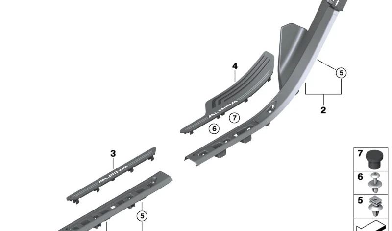 Moldura de entrada trasera derecha para BMW G07 (OEM 51477483478). Original BMW