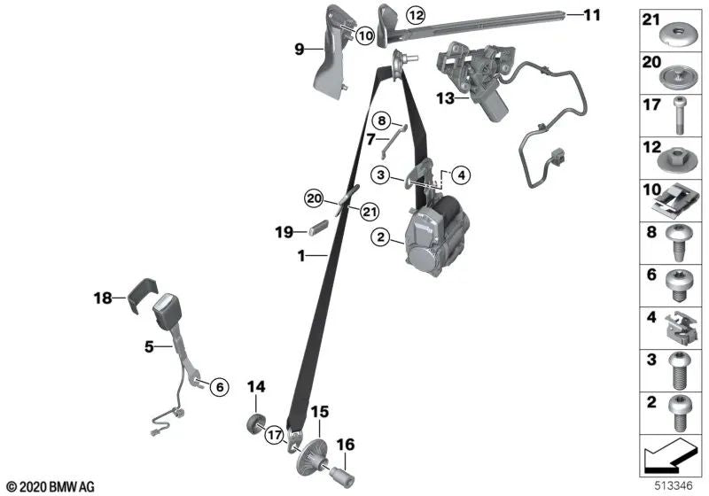 Obergurt REMA delantero izquierdo para BMW G22, G82 (OEM 72119476271). Original BMW