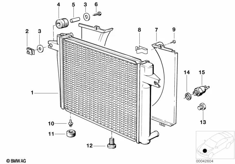 Cubierta del Ventilador para BMW E30 (OEM 17111177201). Original BMW