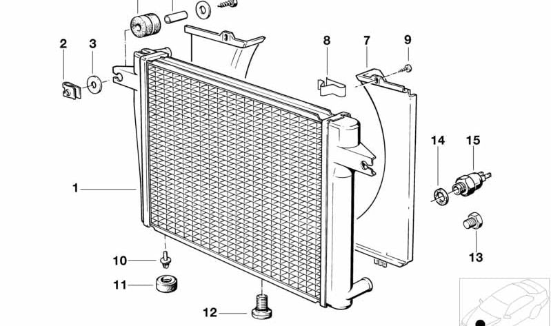 Radiador con enfriador de aceite de transmisión OEM 17111176901 para BMW E30 (316, 318, 320, 323, 325, M3). Original BMW.