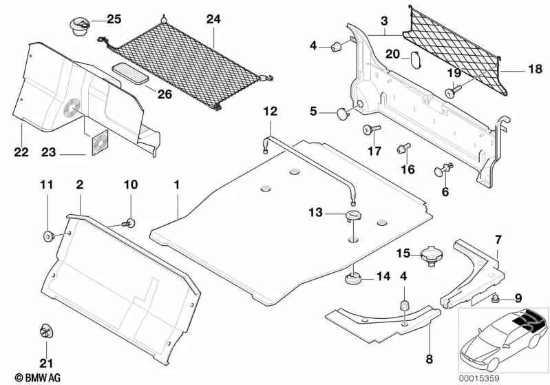 Revestimiento de mampara maletero derecha para BMW Serie 7 E38 (OEM 51478177616). Original BMW