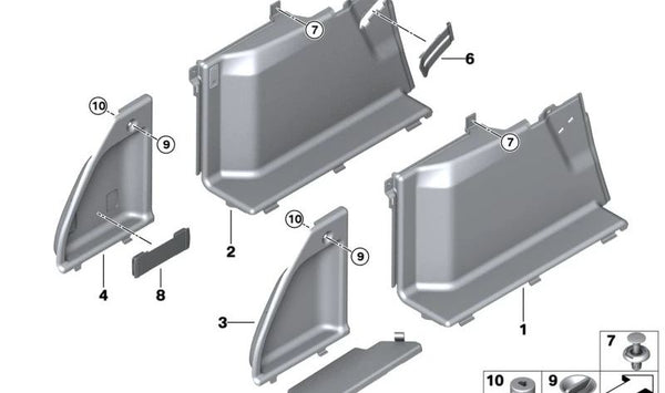 Tapa del maletero izquierda para BMW Serie 5 G31, G31N (OEM 51477437733). Original BMW