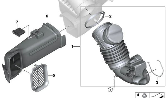 OEM -Lufteintrittsrohr 13718598279 für BMW G20, G21, G22, G23, G26. Original BMW.