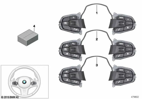 Interruptor volante multifuncional M-Sport para BMW G11, G12 (OEM 61318064478). Original BMW