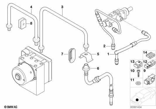 Soporte de Tubería de Freno para BMW E90, E91, E92, E93, X3 E83 (OEM 34306751993). Original BMW