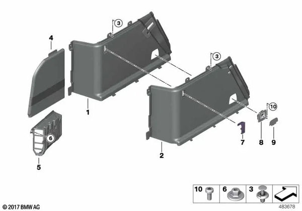 Revestimiento del maletero izquierdo para BMW Serie 6 G32, G32N (OEM 51477468945). Original BMW.