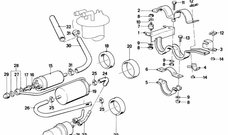 Placa de soporte para BMW E28 (OEM 16121152374). Original BMW