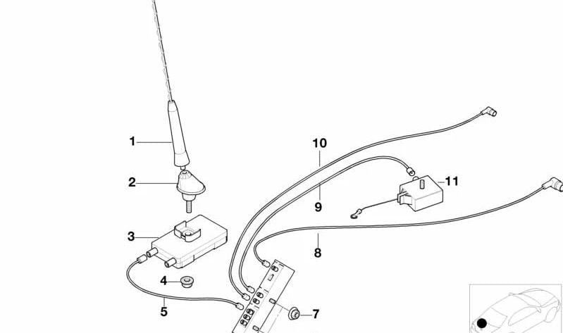 Cable de antena para BMW E46 (OEM 61126904064). Original BMW