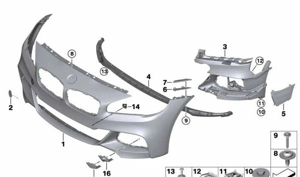 Tapa PDC delantera exterior izquierda para BMW Serie 2 F45N, F46N (OEM 51118073879). Original BMW.