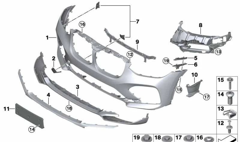 Porta matrícula delantero para BMW X4 G02 (OEM 51117418748). Original BMW