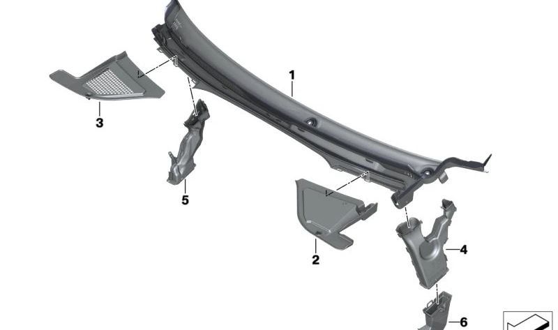 Cubierta de paso de aire OEM 51717434883 para BMW G05, G18, F95, G06, F96, G07, G09. Original BMW.