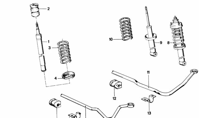 Soporte estabilizador OEM 31351118390 para BMW E12, E24. Original BMW.