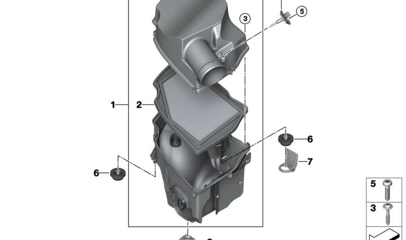 OEM 13715A1BC35 AIR -Zulassungsschalldämpfer für BMW G60, G61, G70. Original BMW.