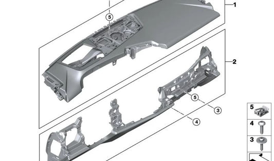 Salpicadero superior con HUD OEM 51459638317 para BMW Serie 3 (G20, G21), Serie 4 (G22, G23, G26). Original BMW.