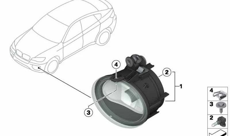 Faros antiniebla izquierdo para BMW X6 E71, E72 (OEM 63177311349). Original BMW