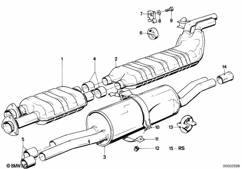 Rear silencer for BMW 5 Series E28 (OEM 18121175952). Original BMW.