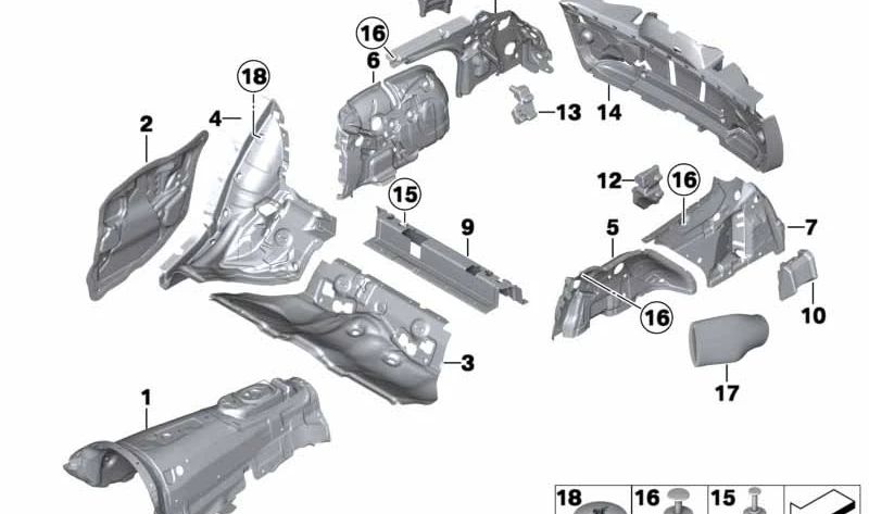 Unterer rechter Kühlergrill für BMW 5er F11, F11N (OEM 51477279364). Original BMW