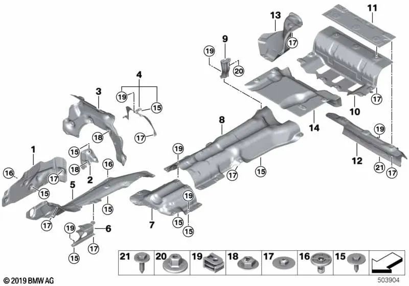 Aislamiento térmico medio izquierdo para BMW G30, G31, G38, G32, G11, G12, G14, G15, G16 (OEM 51487340213). Original BMW