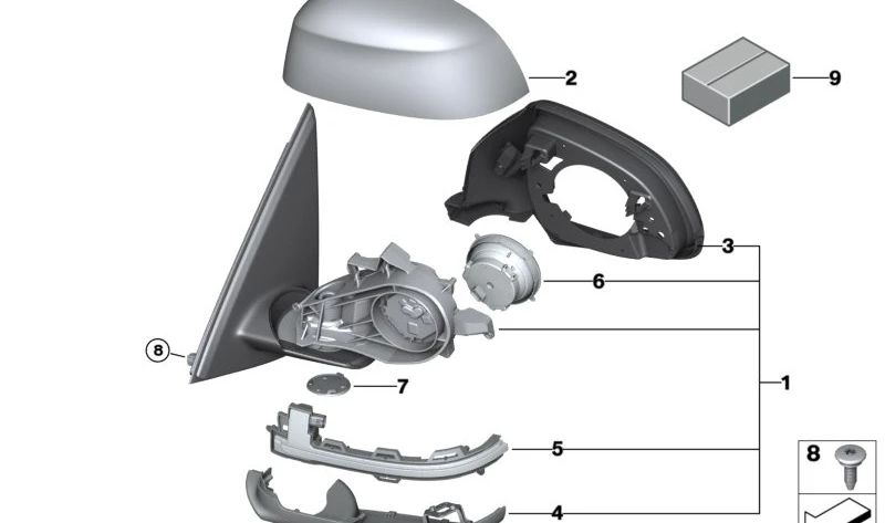 Espejo exterior sin cristal calefaccionado izquierdo para BMW F25 (OEM 51167395201). Original BMW.