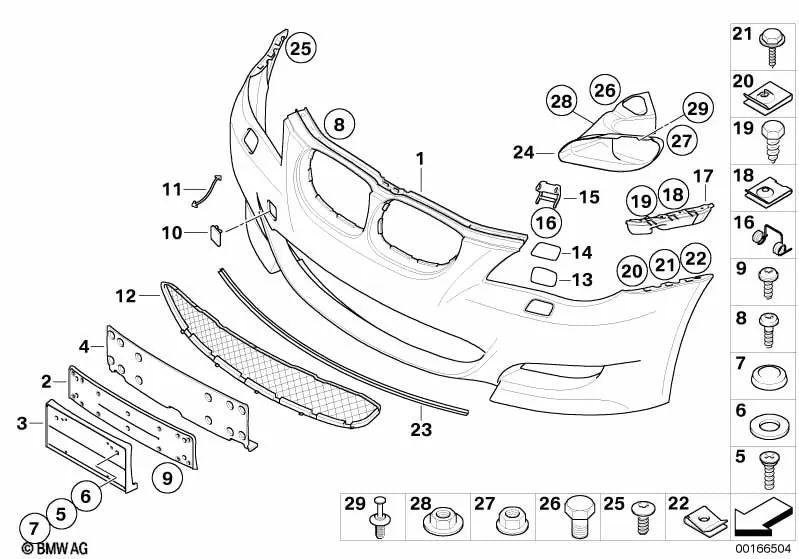 Cubierta Parachoques Delantero Imprimado para BMW E60, E61N (OEM 51117899051). Original BMW