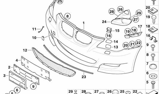 Soporte de matrícula OEM 51117899474 para BMW E60, E61. Original BMW