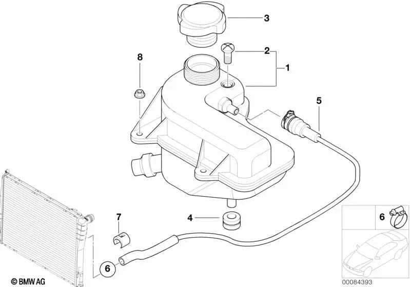 Ausgleichsbehälter für BMW E46, F30, F80 (OEM 17102229772). Original BMW